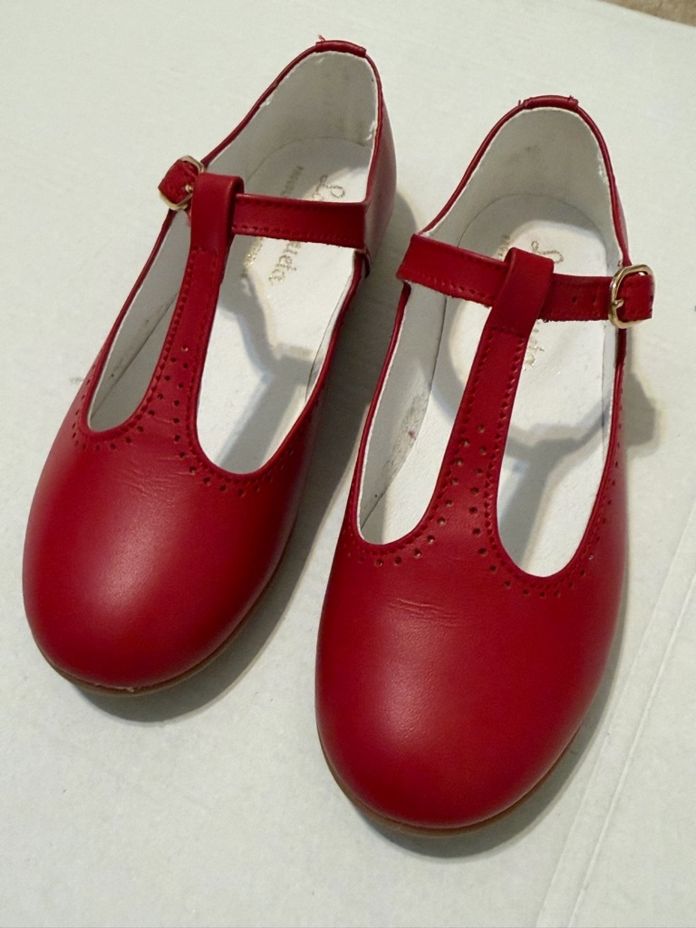 La Coqueta Red Leather T-Bar Mary Jane Shoes EU 27 US 10 - Picture 10 of 15